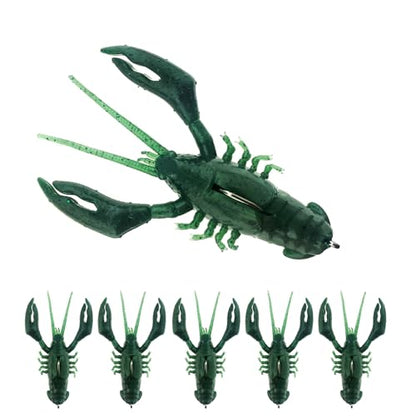 FONMANG 5-Pieces Crawfish Bass Lures, Soft Plastic Bait with Durable TPE, Lifelike Shrimp Crayfish Swim Bait for Freshwater and Saltwater, Weedless Fishing Lures 3" 5/8oz - color: Water Melon