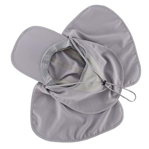Connectyle Men's Foldable Baseball Sun Cap with Removable Face Mask Neck Flap Cover UPF 50+ Sun Protection Fishing Hiking Hat - color: Light Grey
