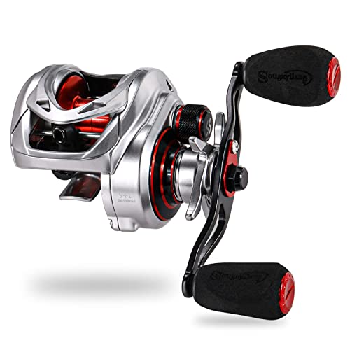 Sougayilang Baitcasting Reel – Lightweight Graphite Frame – 9 + 1 Anti-Reverse Ball Bearings, 8.0:1 High-Speed Gear Ratio Fishing Reel - color: Left-8.0:1