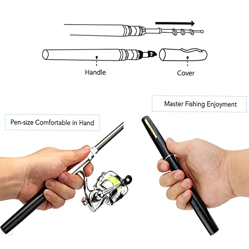 Lixada Fishing Rod Reel Combo Mini Pen Fishing Pole Kit Telescopic Fishing Rod Spinning Reel Combo Kit - color: Silver, size: 1.4 m