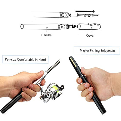 Lixada Fishing Rod Reel Combo Mini Pen Fishing Pole Kit Telescopic Fishing Rod Spinning Reel Combo Kit - color: Silver, size: 1.4 m