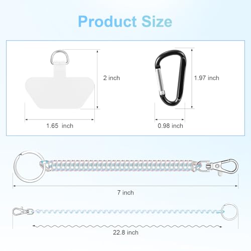SHANSHUI Phone Lanyard Tether, Stretchy Phone Strap Patch Anchor Outdoor Climbing Hook Compatible for Most Smartphones - color: White White