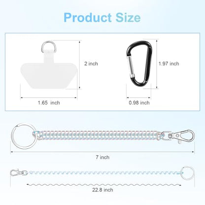 SHANSHUI Phone Lanyard Tether, Stretchy Phone Strap Patch Anchor Outdoor Climbing Hook Compatible for Most Smartphones - color: White White
