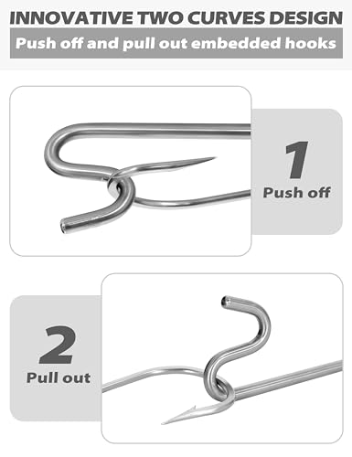 BLUEWING Fishing Hook Remover 12in/24in Stainless Steel Fish Dehooker Saltwater Push and Pull Dehooking Tool, Twist Resistance Design 1pc - color: Silver, size: 24", style: Dual Curve Design