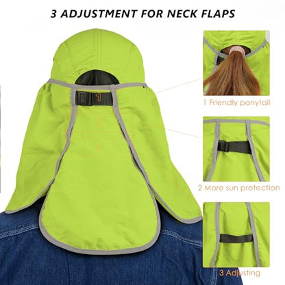 GADIEMKENSD UPF 50+ Folding Fishing Hat 360 Outdoor Sun Hat - color: Bright Green