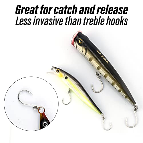 Dr.Fish 30 Pack Single Replacement Hooks for Hard Lures Inline Fishing Hooks High Carbon Steel Spinner Jerkbait Crankbait Popper Walking Bait Plugs - size: #3/0-30 Pack