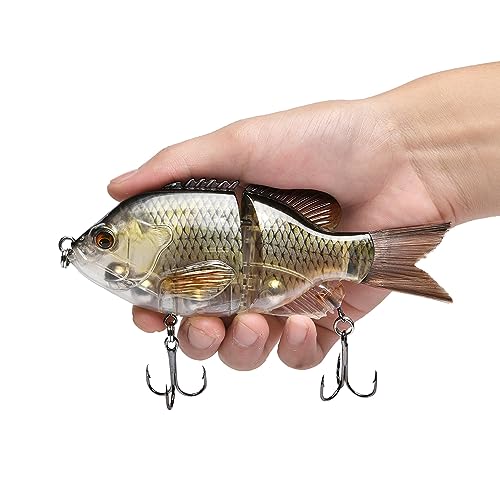 5.9in Multi Jointed Swimbait Fishing Lures Bait,2 Segment Big Giant Sinking Fishing Bass Lures,Crankbaits Swimbaits with Treble Hook - color: 5.9in,1.94oz-Color G