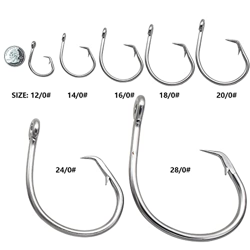 Giant Fishing Hook 6/0-28/0 Forged in-line Circle Hooks Shark & Swordfish &Tuna Hook Stainless Steel Big Game Hook Saltwater… - size: Size 7/0-Pack of 30
