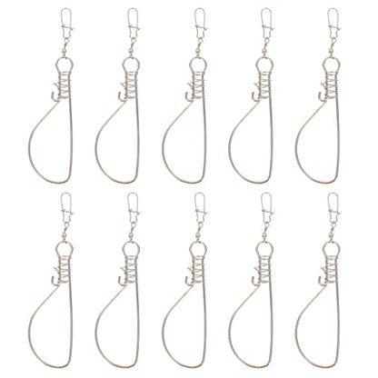 BESPORTBLE 10Pcs Fishing Stringer: Fish Lock Knot, Stainless Steel Fish Stringer Clip, Heavy Duty Wire Rope Lock Cable for Outdoor Fishing