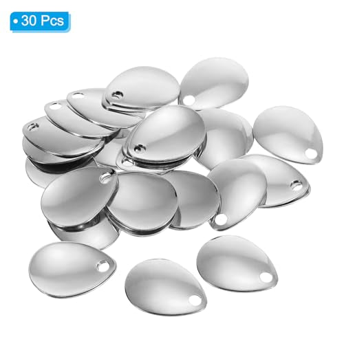 PATIKIL Fishing Lure Blades Willowleaf Lure Making - color: Silver, size: 0.9"x0.6"