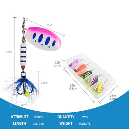 Fishing Lures for Saltwater/Freshwater, Metal Trout Lures for Bass Walleye Pike, 5g Fishing Spoon with Single Hook - color: SB02