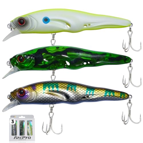 Topwater Fishing Lures -Hard Swimbait,3 8/9in 1/2oz Floating Lure with Hollow Cavity for Scent Attractant, for Bass,Pike,Trout,Freshwater & Saltwater - color: Combination B