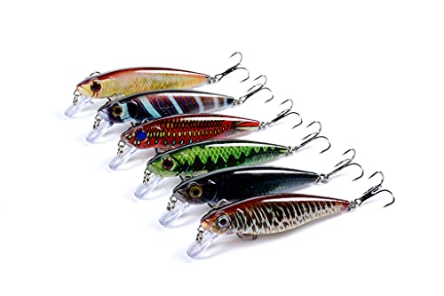 Minnow Fishing Lures Crankbaits Set Fishing Hard Baits Life-Like Swimbait Hard Fishing Topwater Lure Bass Bait for Trout Bass Perch Fishing - color: 6PCS