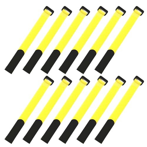 12Pcs Tie Belts Suspenders Fastener Cable Fishing Rod Holder Strap Fishing Accessory Wrap Band Holder High Strength - color: Yellow