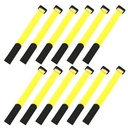 12Pcs Tie Belts Suspenders Fastener Cable Fishing Rod Holder Strap Fishing Accessory Wrap Band Holder High Strength - color: Yellow