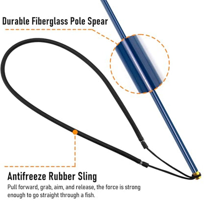 Dr.Fish Spearfishing Kit 6'5" Fiberglass 3-Piece Hawaiian Sling Pole Spear Paralyzer 3 Tips Set Stainless Steel Fishing Stringer Harpoon Travel Bag