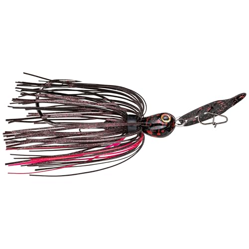 Strike King Thunder Cricket Fishing Lure, Vibrating Swim Jig, Silver Blade, 4/0 Jungle-Style Flipping Hook - color: Black Widow, size: 1/2 oz