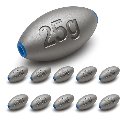Egg Sinkers Fishing Weights – Lead Oval Sliding Sinkers for Catfish, Bass & Surf Fishing, No-Snag Smooth Hole Design, Heavy Fishing Weights for Bottom Rigs in Lakes, Rivers & Beach - style: 25g-10pcs