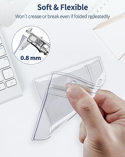 Pawfly 12 Pack ID Badge Holder Horizontal Clear Plastic Case with Resealable Zip Soft Waterproof Card Protector Pouch for Office School Credit Cards Proximity Key Cards Driver’s Licenses and Passes - style: 12 Pcs (Horizontal)