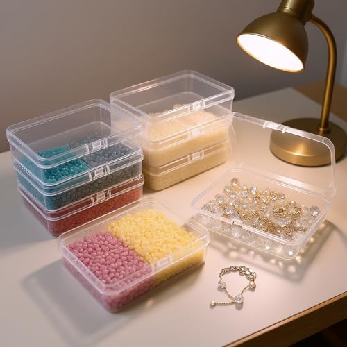 8 Pack Rectangular Clear Plastic Storage Containers Box | Hinged Lid, For Beads and Small Craft Items, 4.5 x 3.3 x 1.1 inch - size: 4.5 x 3.3 x 1.1 inch