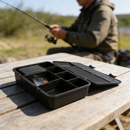 Carp Tackle Box Fishing Rig Organizer with Scale Terminal Tackle Storage for multi Compartment Bait Box Portable Gear Case Hook Swivel Holder Outdoor Angling Equipment for Small Parts Green