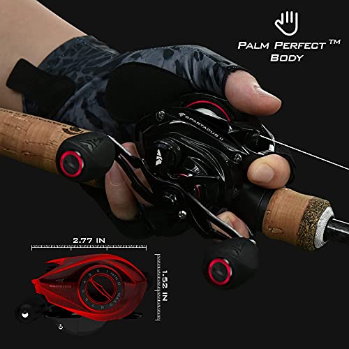KastKing Spartacus II Baitcasting Fishing Reel, 6oz Ultralight Baitcaster Reel, Super Smooth with 17.6 LB Carbon Fiber Drag, 7.2:1 Gear Ratio, 39mm Palm Perfect Lower Profile Design - color: C:Right-Black Rhino-7.2:1