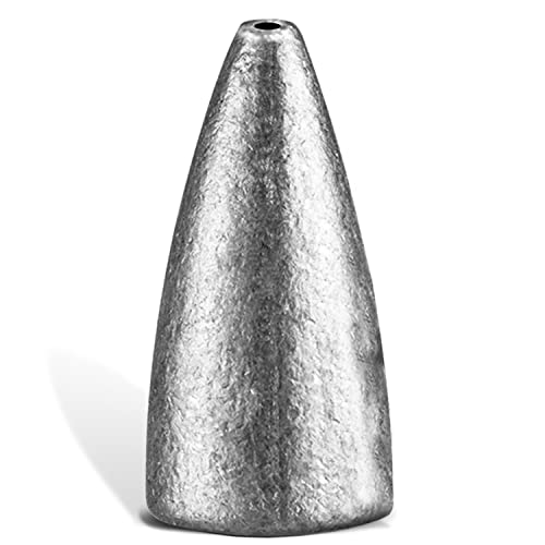 Atibin Bass Fishing Bullet Weights Set Casting Lead Fishing Weights Saltwater Removable Freshwater Fishing Sinker Weight Lead 1/14oz-3/4oz - size: Size5 (3/8oz.) 50 pcs