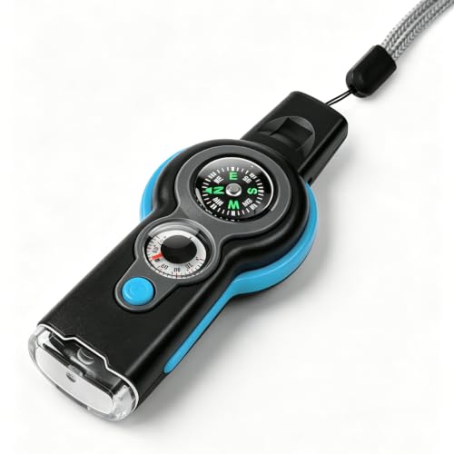 Emergency Survival Function Whistle, Outdoor Multifunctional Tool Safety Whistle with Lanyard, Ideal for Kayaking, Boating, Hiking, Camping, Climbing, Hunting, Fishing, Rescue Signaling - color: blue*black1pcs