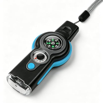 Emergency Survival Function Whistle, Outdoor Multifunctional Tool Safety Whistle with Lanyard, Ideal for Kayaking, Boating, Hiking, Camping, Climbing, Hunting, Fishing, Rescue Signaling - color: blue*black1pcs