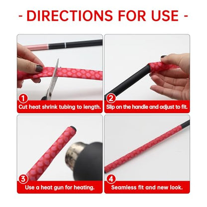 Fishing Rod Handle Wrap(Dia: 45/64", 18mm), Fish Scale Pattern Heat Shrink Wrap Grip Tape, Non-Slip, Insulated Abrasion Sleeve Shrink Tube for Fishing Rod Grip, Rod Shrink Tube, 39" (Gray) - color: Gray, size: Diamter:18mm"(45/64 inch)