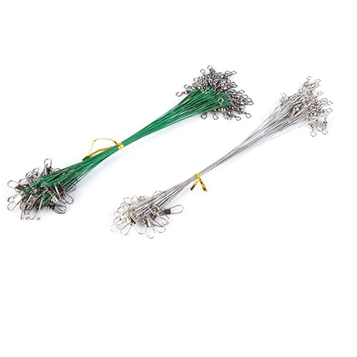 Steel Fishing Leader Wire with Swivel, Bite-Resistant Anti-Bite Trace for Freshwater and Saltwater, Heavy-Duty Fishing Tackle Accessories - size: 7.9IN