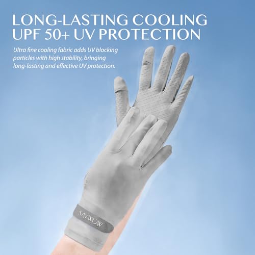 SayWow Driving Gloves Women for Sun UV Protection UPF 50+ Touchscreen Full Finger - color: Grey