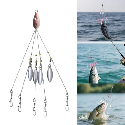 Dnyta 5 Arms Umbrella Rig Kit Umbrella‑Style Alabama Rig Kit, Stylish | Multi‑Arm Fishing Bait Rigs Crank Hook and Soft Bait for Trout Perch Walleye Freshwater/Saltwater Boat Trolling - color: Stylish