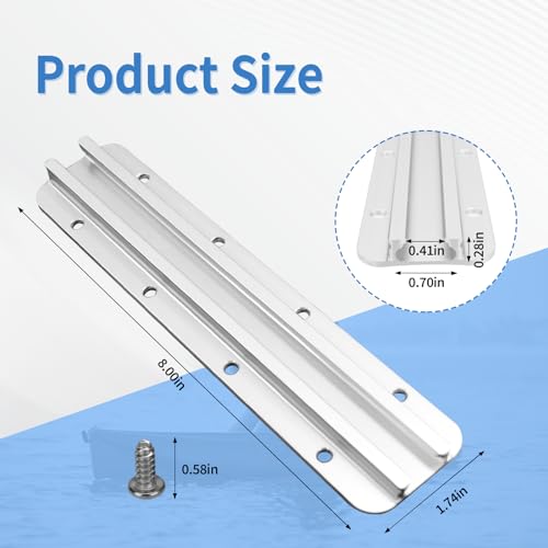 Aluminum Kayak Track, Kayak Rail for Fishing Rod Holder, Kayak Rail Track for Paddle Holders, Kayak Gear Track Accessories for Cup Holder, Kayak Accessories Mount Track - size: 8 Inch