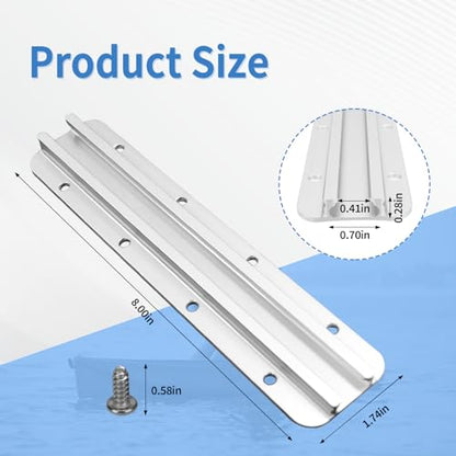 Aluminum Kayak Track, Kayak Rail for Fishing Rod Holder, Kayak Rail Track for Paddle Holders, Kayak Gear Track Accessories for Cup Holder, Kayak Accessories Mount Track - size: 8 Inch