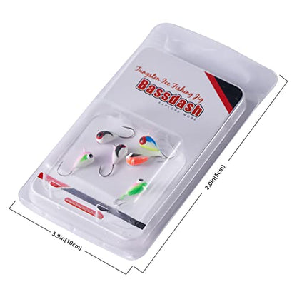 BASSDASH Tungsten Ice Fishing Jigs with Glowing Paint Fishing Lures for Winter Ice Jigging Crappie Bluegill, 6-Pack - color: BI10 - A, size: 4.0mm - 1/28 oz. - #14 Hook