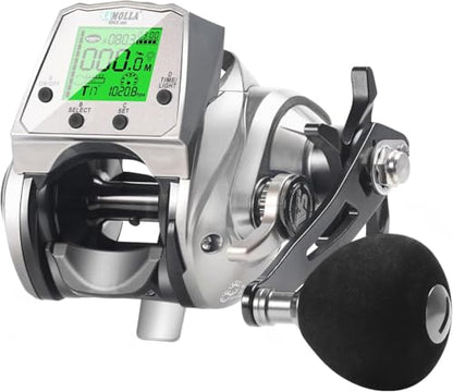 Digital Baitcasting Fishing Reel with LCD Display,8 oz Ultralight Electric Baitcaster Reel, 22-35 Lb Max Drag,6.3:1/7.2:1 Gear Ratio,Left/Right Handed,Compact Design for Freshwater & Saltwater - color: Silver-Right Hand, size: 35Lb-12 Smart