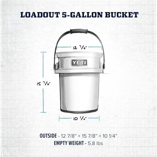 YETI Loadout 5-Gallon Bucket, Impact Resistant Fishing/Utility Bucket - color: White/Blue