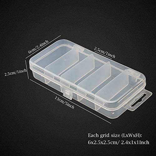 2PCS 5x2.4x1Inch Small Clear Plastic Fishing Tackle Accessory Box Portable Fishing Lure Bait Hooks Storage Box Case Container Jewelry Making Findings Organizer Box