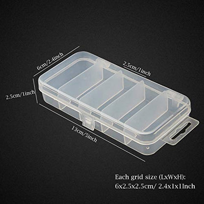 2PCS 5x2.4x1Inch Small Clear Plastic Fishing Tackle Accessory Box Portable Fishing Lure Bait Hooks Storage Box Case Container Jewelry Making Findings Organizer Box