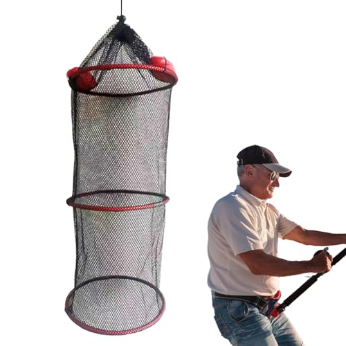 Fishing Net Bucket - Fish Drying Rack, Hanging Fish Dryer | Caught Mesh Net Basket for Outdoor Floating Water Fishes, Fishing Supplies, Foldable Fish Basket - size: 25x60cm