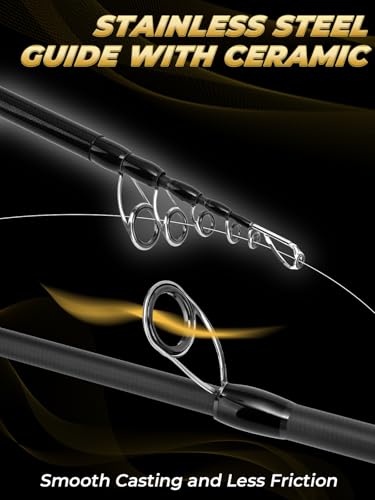 Jenseits 7FT Fishing Rod, 24T Carbon Fiber Telescopic & 4-Piece Travel Rod, Spin and Cast Options, Stainless Steel Guides with Ceramic Inserts, for Bass, Trout, Catfish, Freshwater & Inshore Fishing - size: Spin-7ft-Medium-Fast