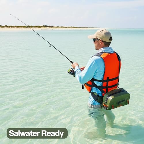 Lehigh Crossing, Waterproof Fishing Waist Pack, Fly Fishing Fanny Pack, Submersible Lumbar Pack - color: Green
