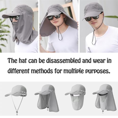 haozaikeji UPF50+ Outdoor Fishing Hat UV Protection Sun Hat Wide Brim Baseball Cap with Face Neck Flap for Women Men - color: Khaki