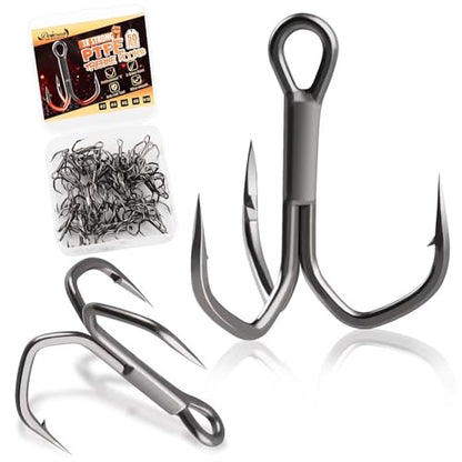 Dovesun Fishing Treble Hooks, Triple Hooks 3X Strong Professional V, 50PCS High Carbon Steel Replacement Fishing Hooks for Saltwater and Freshwater, Sizes #10#8#6#4#2 - color: PTFE Coating, size: #2 * 50PCS