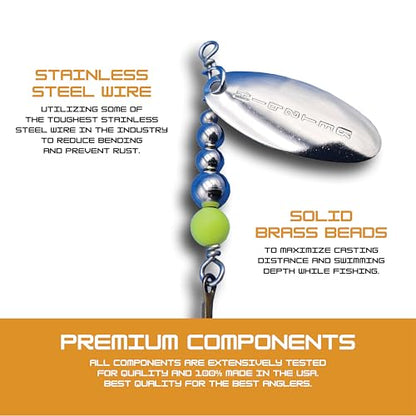 Hipster Pro Pack Rooster Tail Fishing Lures - Proven Inline Spinner Baits, Premium Trout Spinners for Trout and Salmon River Fishing, 100% USA Made by Hofmann's Lures - color: Hammered Series