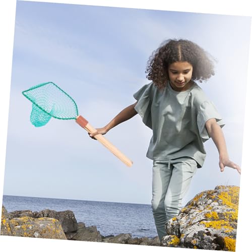 KALLORY Portable Fishing Net with Wooden Handle, 30cm Large Mesh Landing Net for Outdoor Fish Catching and Fishing Accessories