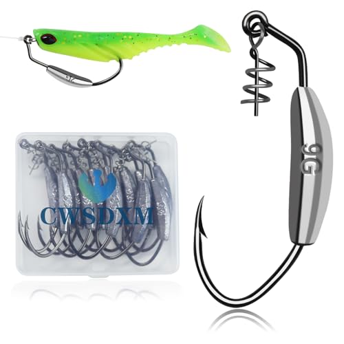 Weighted Swimbait Hooks, 6pcs Underspin Swimbait Hook with Twistlock, Weighted Crank Hooks with Gold/Silver Spinner Blades for Soft Fishing Lures - color: e-1/3oz-12pcs