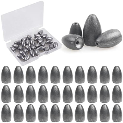 Fishing Weights Bullet Sinkers Flipping Weights for Bass Fishing Punching Carolina Rig Texas Rig Worm Sinker Freshwater Saltwater 1/8oz 3/16oz 1/4oz 3/8oz - style: 1/8oz-30pcs