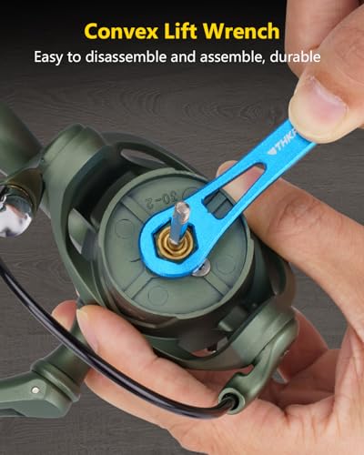 THKFISH Fishing Reel Maintenance Kit, Reel Repair Tool Kit, Fishing Reel Cleaning Set with Spool Pin Remover and 28 in 1 Screwdriver or 38 in 1 Electric Screwdriver - color: Blue-Manual screwdriver